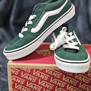 Vans Old Skool Green Suede Sneakers with White Stripe